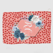 unique Red hearts on pink and pattern Custom ゴルフタオル (横)
