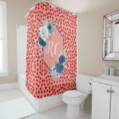 unique Red hearts on pink and pattern Custom シャワーカーテン (インサイチュ)