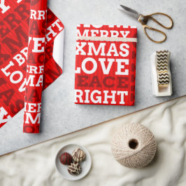 Unique Red Non-Traditional Merry Christmas Script ラッピングペーパー