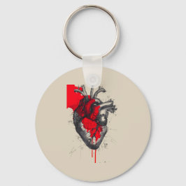 Unique Red Splatter Human Heart Keychain キーホルダー