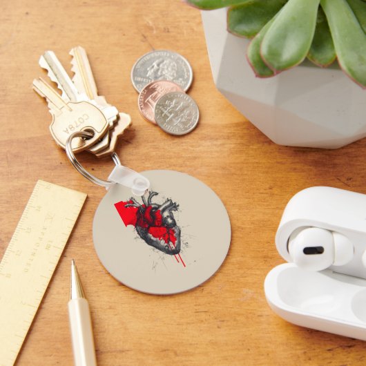 Unique Red Splatter Human Heart Keychain キーホルダー (デスク)