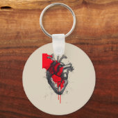 Unique Red Splatter Human Heart Keychain キーホルダー (正面)