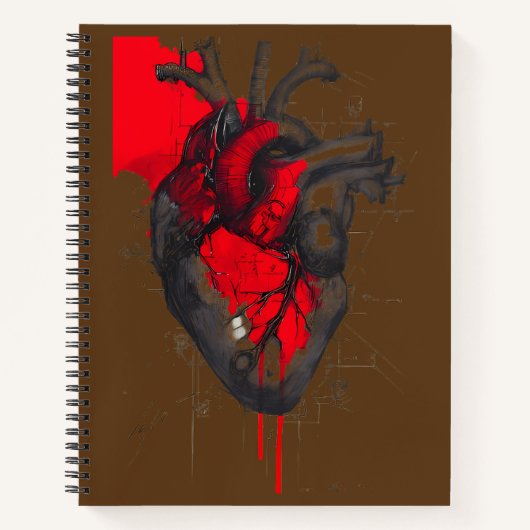 Unique Red Splatter Human Heart Notebook ノートブック (正面)