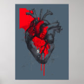 Unique Red Splatter Human Heart Poster Art ポスター (正面)
