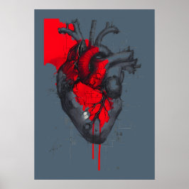Unique Red Splatter Human Heart Poster Art ポスター