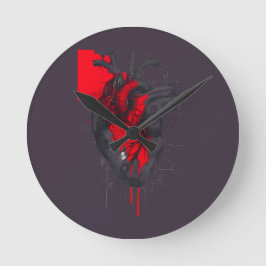 Unique Red Splatter Human Heart Wall Clock ラウンド壁時計