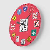Unique Road Traffic Signs Themed ラージ壁時計 (傾斜)
