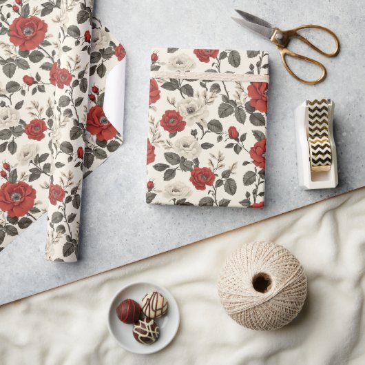 Unique Rose Modern Wrapping Paper ラッピングペーパー (クラフト)