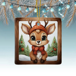 Unique Rustic Christmas Reindeer Lover Gift 🦌🎄 セラミックオーナメント