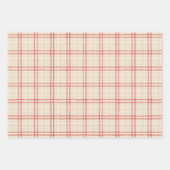 Unique Rustic Cream & Red Squiggly Mixed Plaid ラッピングペーパーシート (正面3)