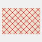 Unique Rustic Cream & Red Squiggly Mixed Plaid ラッピングペーパーシート (正面2)