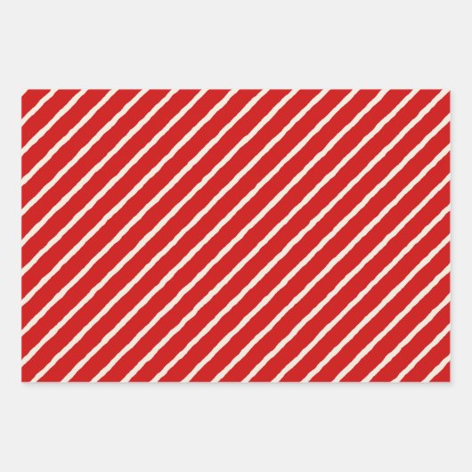 Unique Rustic Red & Cream Squiggly Mixed Patterns ラッピングペーパーシート (正面2)