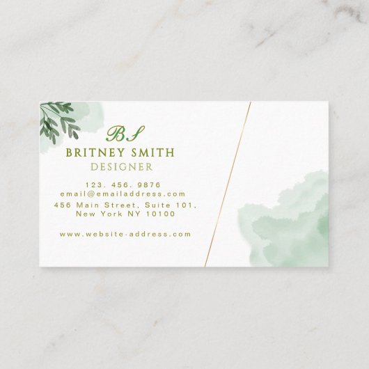 Unique Rustic Watercolor Modern 名刺 (裏面)
