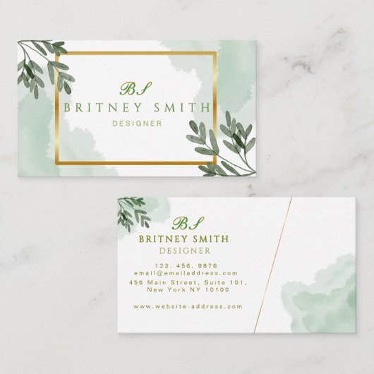 Unique Rustic Watercolor Modern 名刺 (正面/裏面)