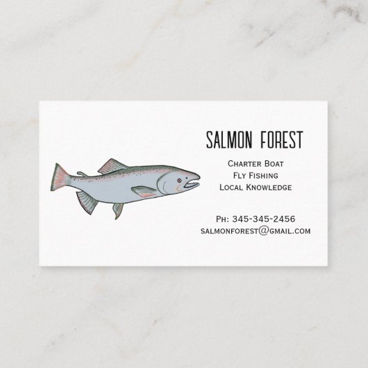 Unique Salmon Fish Fishing Guide Nature Simple 名刺 (裏面)