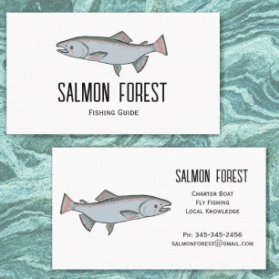 Unique Salmon Fish Fishing Guide Nature Simple 名刺