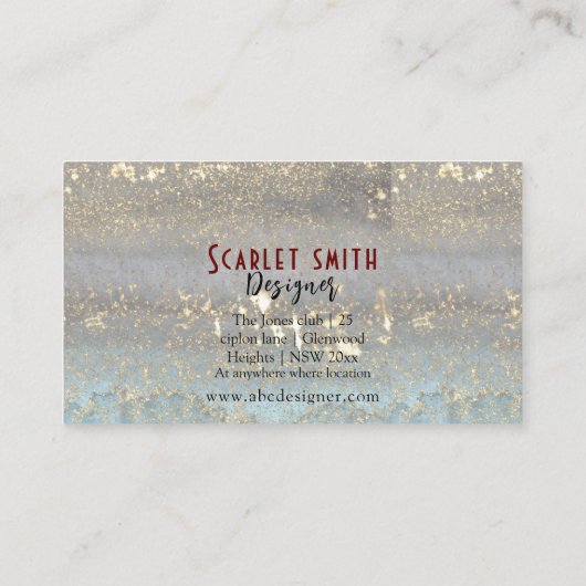 Unique sea green glittery marble effect 名刺 (裏面)