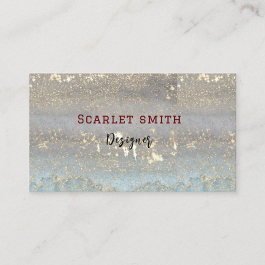 Unique sea green glittery marble effect 名刺 (正面)