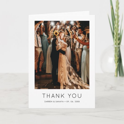 Unique Simple Photo QR Code Wedding Folded サンキューカード (正面)