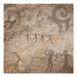 Unique Southwest Petroglyph Native Paintings ポスター