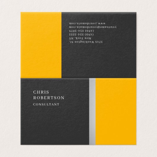 Unique Special Colorful Yellow Gray Trendy 名刺 (外部フラット)