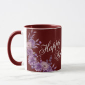 Unique Stylish Floral Happy Valentine's Day Maroon マグカップ (左)