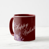 Unique Stylish Floral Happy Valentine's Day Maroon マグカップ (正面左)