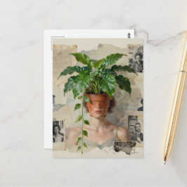 Unique Surreal Flower Pot Woman ポストカード