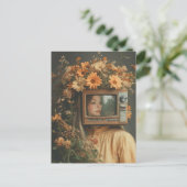 Unique Surreal Woman with TV for head and flowers  ポストカード (スタンド正面)