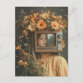 Unique Surreal Woman with TV for head and flowers  ポストカード (正面)