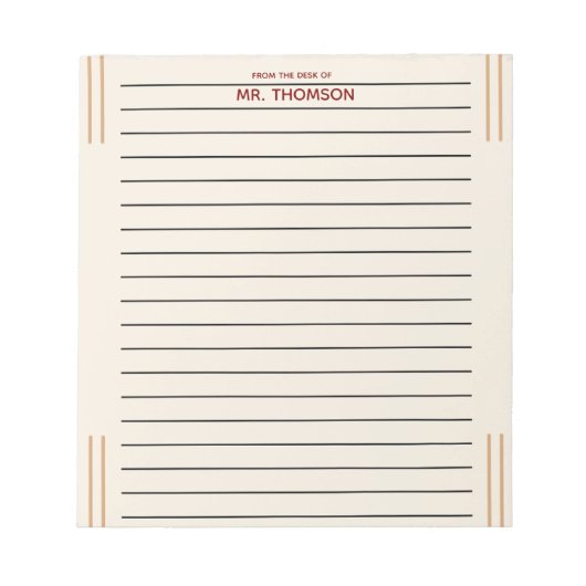 Unique Teacher Lined Paper From The Desk Of  ノートパッド (正面)