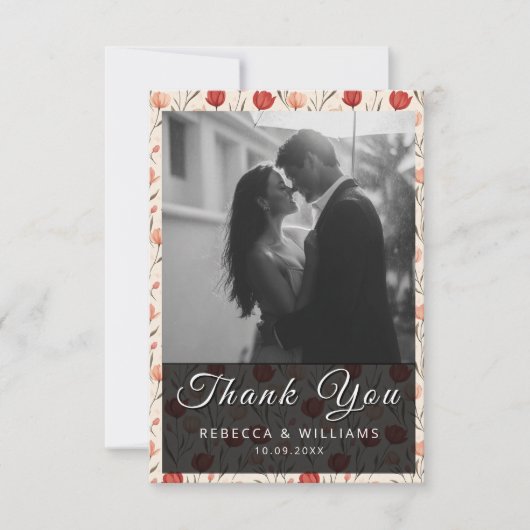 Unique Tulip Classic Wedding Thank You Cards サンキューカード (正面)