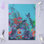 Unique Urban Street Art Style Floral Sea Turtle 薄葉紙 (クラフト)