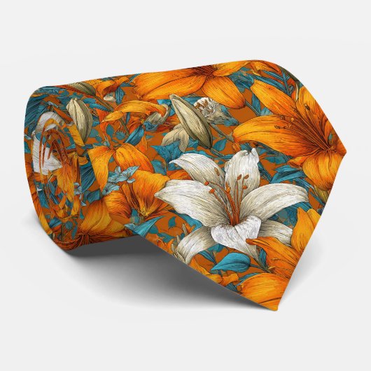 Unique Valentine Gifts For Husband Lilies Flower ネクタイ (ロール)