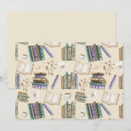 Unique Vintage Books Note Card in Cream ノートカード