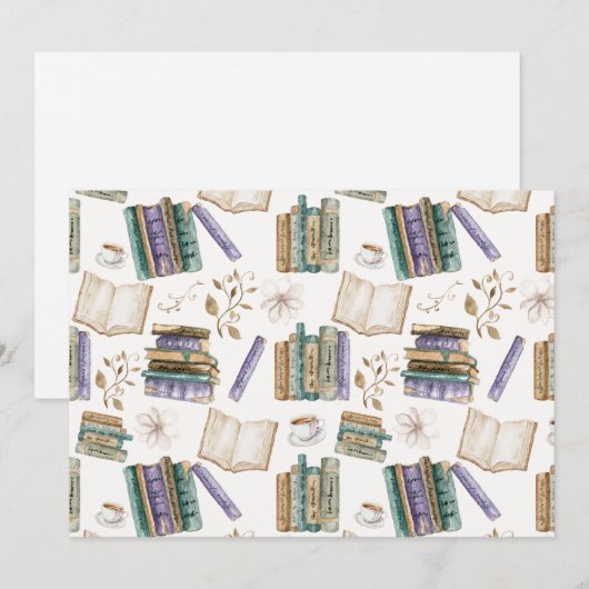 Unique Vintage Books Note Card in White ノートカード (正面/裏面)