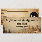 Unique Vintage Medieval Gift Certificate セーブザデート (正面/裏面)
