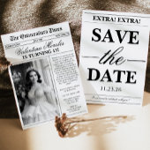 Unique Vintage Newspaper Photo Quinceanera 招待状