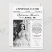 Unique Vintage Newspaper Photo Quinceanera 招待状 (正面)