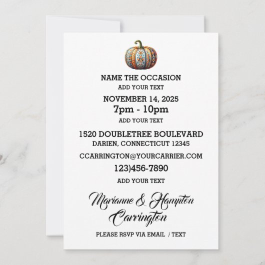 Unique Waiter Invitation 招待状 (裏面)