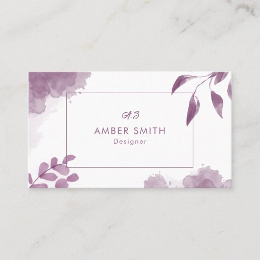 Unique Watercolor Modern Business Card | Artistic  名刺 (正面)