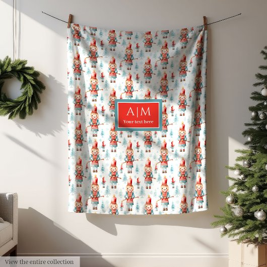 Unique watercolor nutcracker festive gift for girl フリースブランケット