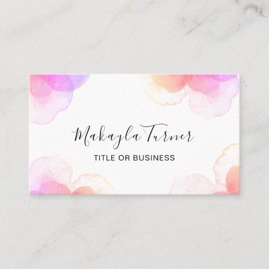 Unique Watercolor Pastel Floral 名刺 (正面)