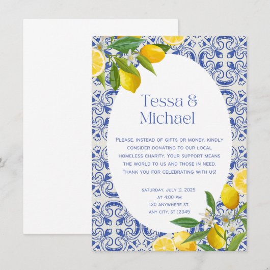 Unique Wedding Invitation Design for a Charitable 招待状 (正面/裏面)