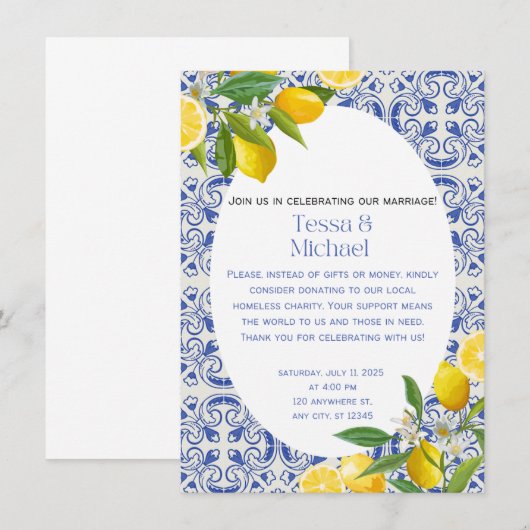 Unique Wedding Invitation Design for a Charitable 招待状 (正面/裏面)