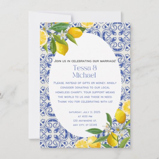 Unique Wedding Invitation Design for a Charitable 招待状 (正面)