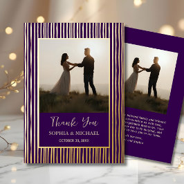 Unique Wedding Thank You Card 2 Photo Purple Gold 箔シーズンカード
