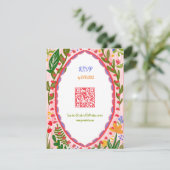 Unique Whimsical Floral Quirky Hand Drawn QR Code 出欠カード (スタンド正面)