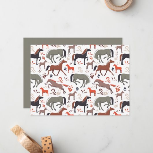 Unique Wild Horses Note Card ノートカード (正面/裏面インサイチュ)