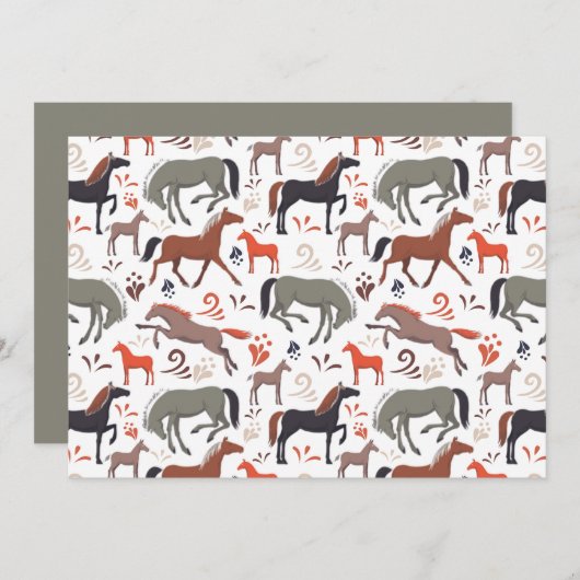 Unique Wild Horses Note Card ノートカード (正面/裏面)